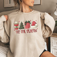 Adorable Christmas Coffee Sweatshirt, Tis the Season Sweatshirt, Holiday Tree Graphic Crewneck Sweatshirt, Winter Xmas Pullover, Present for Her