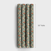 Woodland Rabbit Holiday Gift Wrap, Vintage Christmas Bunny Wrapping Paper, Sage Green Winter Wrapping Paper, Rustic Holiday Gift Wrap Roll