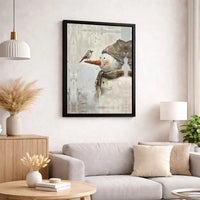 Winter Wonderland Wall Art, Snowman with Bird Canvas Print, Whimsical Holiday Canvas Art, Christmas Snowman Wall Decor, Winter Season Present