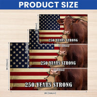 250 Years Strong Cow American Flag | Farmhouse Patriotic Decor | Double-Sided Weather-Resistant Polyester | USA Heritage Gift