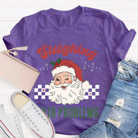 Humorous Math Teacher Holiday Graphic Tee, Sleighing Math Problems Christmas Shirt, Festive STEM Christmas T-Shirt, Winter Math Lover Present