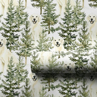 Watercolor Pine Forest Gift Wrap, Golden Retriever Wrapping Paper, Christmas Dog Wrapping Paper, Winter Holiday Gift Wrap, Dog Lover Present