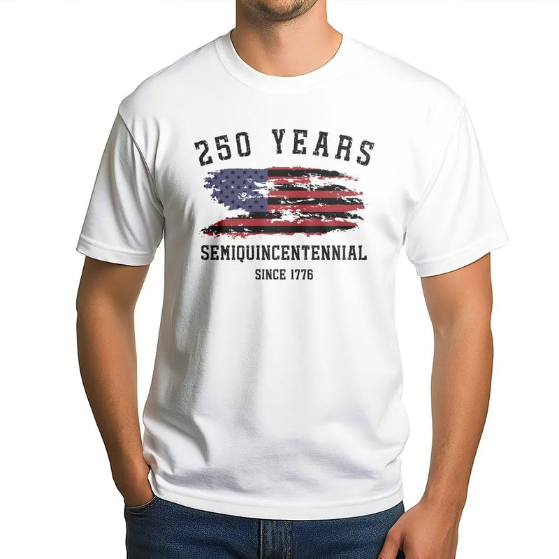 250 Years Semiquincentennial T-Shirt | Vintage American Flag Since 1776 Design | 100% Soft Breathable Cotton | Patriotic Gift for History Lovers