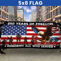 250 Years of Freedom American Flag | Bald Eagle Military Veterans House Flag | UV-Resistant Polyester | Patriotic Home Decor Gift