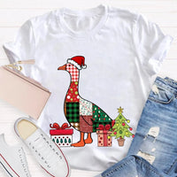 Colorful Holiday Geese Christmas Tree Tee, Christmas Geese T-Shirt, Festive Winter Animal Graphic Shirt, Adorable Xmas Present for Women Men