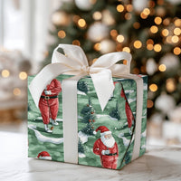 Golfer Holiday Gift Wrap, Golfing Santa Christmas Wrapping Paper, Sporty Santa Wrapping Paper, Golf Lover Present Wrap, Xmas Paper Roll
