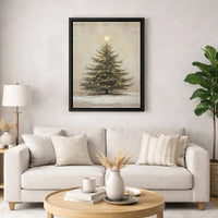Winter Holiday Scene Wall Art, Vintage Christmas Tree Digital Wall Art, Rustic Farmhouse Canvas Wall Art, Xmas Printable Digital Download
