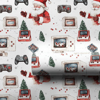 Santa Video Game Gift Wrap, Retro Console Gamer Wrapping Paper, Nostalgic Christmas Wrapping Paper, Vintage Tech Paper Roll