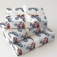 Dirt Bike Claus Gift Wrap, Motocross Santa Christmas Wrapping Paper, Motorcycle Holiday Wrapping Paper, Biker Christmas Wrapping Paper