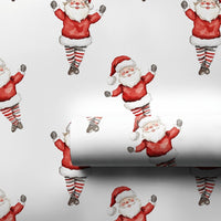 Whimsical Santa Claus Christmas Gift Wrap, Watercolor Striped Leg Santa Wrapping Paper, Fun Holiday Wrapping Paper, Festive Gift Wrap Roll