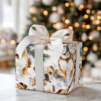 Watercolor Winter Dog Wrapping Paper, English Bulldog Wrapping Paper, Christmas Dog Gift Wrap, Holiday Puppy Wrapping Paper Roll