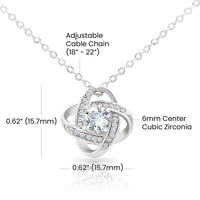 Rotating Rose Jewelry Box Set, Love Knot Necklace for Girlfriend, Sparkling CZ Pendant, Romantic Christmas Anniversary Present for Her
