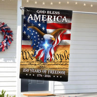 God Bless America Garden Flag | 250 Years of Freedom Eagle & Cross Design | Double-Sided Polyester | Patriotic Outdoor Decor