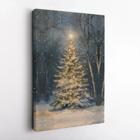 Snowy Winter Forest Canvas Print, Christmas Tree Canvas Wall Art, Winter Christmas Tree Art, Holiday Landscape Canvas, Xmas Tree Wall Decor