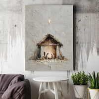 Minimalist Nativity Canvas Wall Art, Textured Impasto Nativity Scene Canvas Print, Holy Family Christmas Decor, Christian Faith Canvas Present