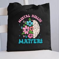 Floral Brain Mental Health Matters Canvas Tote Bag