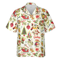 Retro Santa Aloha Shirt, Vintage Christmas Victoria Hawaiian Shirt, Festive Holiday Hawaiian Shirt, Summer Beach Xmas Hawaiian Shirt