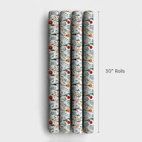 Urban Music Lover Gift Wrap, Cityscape Guitar Christmas Wrapping Paper, Musical Holiday Wrapping Paper, Festive Skyline Present Wrap