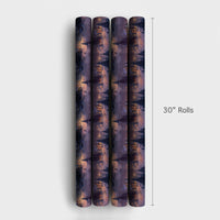 Snowy Cabin Night Scene Gift Wrap, Winter Village Wrapping Paper, Christmas Present Paper, Holiday Gift Wrap Roll, Winter Wonderland Wrap