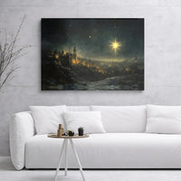 Nativity Christmas Religious Print, Star of Bethlehem Canvas Wall Art, Christian Landscape Bible Poster, Printable Holy Land Decor Present