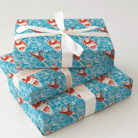 Tropical Summer Pool Gift Wrap, Swimming Santa Wrapping Paper, Humorous Christmas Vacation Wrapping Paper, Beach Holiday Gift Wrap