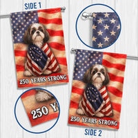 Shih Tzu Garden Flag | 250 Years Strong Patriotic Design | Double-Sided Weather-Resistant Polyester | Dog Lover Gift
