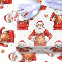 Sports Holiday Gift Wrap, Basketball Santa Wrapping Paper, Christmas Basketball Gift Wrap, Watercolor Santa Sports Wrapping Paper