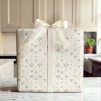 Neutral Winter Gift Wrap, Muted Snowflake Wrapping Paper, Minimalist Blue Beige Wrapping Paper, Elegant Christmas Holiday Wrapping Paper
