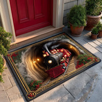 Festive Welcome Mat, Holiday Tunnel Ride Doormat, Seasonal Front Door Mat, Winter Entryway Doormat, Christmas Holiday Present