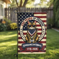 Patriotic Cat Garden Flag | 250 Years of Freedom Semiquincentennial 1776-2026 Design | Double-Sided Weather-Resistant Polyester | Gift for Cat Lovers and Americana Fans