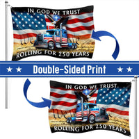 250 Years America Flag | Truck Driver Patriotic House Flag | In God We Trust Eagle Design | UV-Resistant Polyester Garden Flag