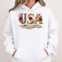 USA 250 Years of Freedom Hoodie | Vintage Floral American Flag Design | Premium Cotton Tee | Patriotic Gift for Fourth of July 2026
