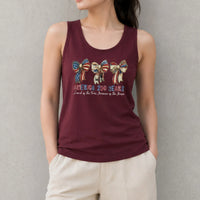 America 250 Years Patriotic Bow Tank Top | Coquette Red White Blue Bow Design | Soft Breathable Unisex Fit | 4th of July Gift for Her