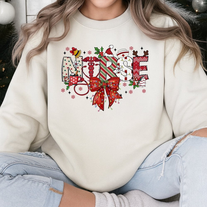 Festive Stethoscope Holiday Sweatshirt, Christmas Nurse Sweatshirt, RN Healthcare Christmas Sweatshirt, Medical Crewneck, Winter Nurse Present