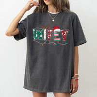Festive Reindeer Santa Hat Shirt, Wifey Christmas T-Shirt, Matching Holiday Couple T-Shirt, Adorable Xmas Graphic Tee, Winter Present for Wife