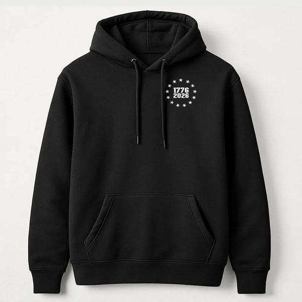 1776-2026 Patriotic Hoodie | American Anniversary 250 Years Star Circle Design | Soft Cotton-Polyester Blend | Gift for History Lovers