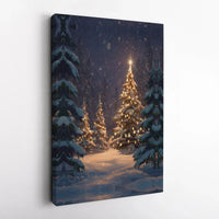 Snowy Winter Forest Canvas Print, Christmas Tree Canvas Wall Art, Rustic Holiday Landscape Canvas, Winter Pine Wall Decor, Christmas Present
