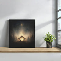 Starry Night Holy Family Christmas Print, Nativity Scene Canvas Wall Art, Christian Religious Instant Download, Manger Holiday Decor Present