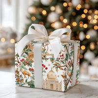 Indian Holiday Gift Wrap, Taj Mahal Christmas Wrapping Paper, Watercolor Elephant Camel Gift Wrap Roll, Multicultural Xmas Wrapping Paper