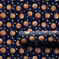 Sports Holiday Gift Wrap, Basketball Christmas Wrapping Paper, Watercolor Basketball Present Paper, Athlete Coach Christmas Gift Wrap Roll