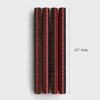 Christmas Stripe Gift Wrap, Red Green Striped Snowflake Wrapping Paper, Traditional Holiday Wrapping Paper, Winter Present Gift Wrap Roll