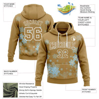 Custom Winter Holiday Pullover Hoodie, Personalized Snowflake Christmas Hoodie, Stitched Name Number Sweatshirt, Sports Fan Game Day Hoodie