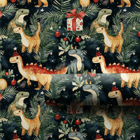 Watercolor Dino Holiday Gift Wrap, Santa Hat Dinosaur Christmas Wrapping Paper, Festive Winter Dinosaur Wrapping Paper, Adorable Kids Gift Wrap