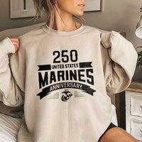 USMC 250th Anniversary Sweatshirt | 250 Years United States Marines Graphic | Premium Cotton Blend Crewneck | Military Veteran Gift for Men and Women