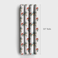 Santa Hat Lizard Gift Wrap Roll, Adorable Gecko Christmas Wrapping Paper, Watercolor Animal Wrapping Paper, Reptile Lover Holiday Gift Wrap