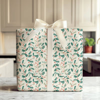 Traditional Christmas Gift Wrap, Watercolor Holly Berries Wrapping Paper, Botanical Winter Holiday Wrapping Paper, Festive Gift Wrap Roll