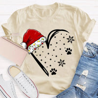 Merry Christmas Graphic T-Shirt, Santa Hat Snowflake Heart Shirt, Festive Winter Holiday Tee, Adorable Heart Christmas Shirt, Holiday Present Tee