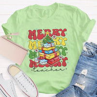 Festive Holiday Graphic Tee, Christmas Tree Teacher T-Shirt, Retro Xmas Teacher Shirt, School Educator Winter Tee, Teacher Christmas Present
