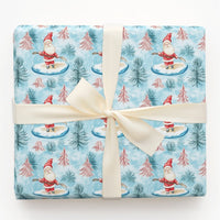 Winter Ice Gift Wrap, Watercolor Paddleboarding Santa Wrapping Paper, Pastel Tree Christmas Gift Wrap, Festive Holiday Wrapping Paper Roll