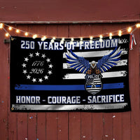 Thin Blue Line Police Flag 250 Years Freedom | Eagle & 1776-2026 Design | Double-Sided Polyester | Law Enforcement Support Gift